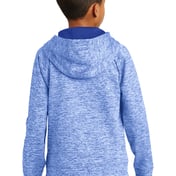 Back view of Youth PosiCharge® Electric Heather Fleece Hooded Pullover