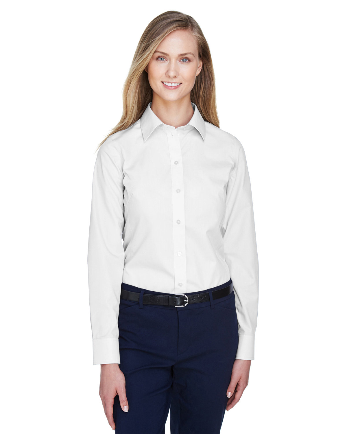 Front view of Ladies’ Crown Collection® Solid Broadcloth Woven Shirt