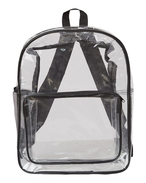 Front view of Large 17″ Heavy Duty Clear Backpack