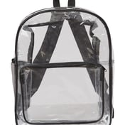 Front view of Large 17″ Heavy Duty Clear Backpack
