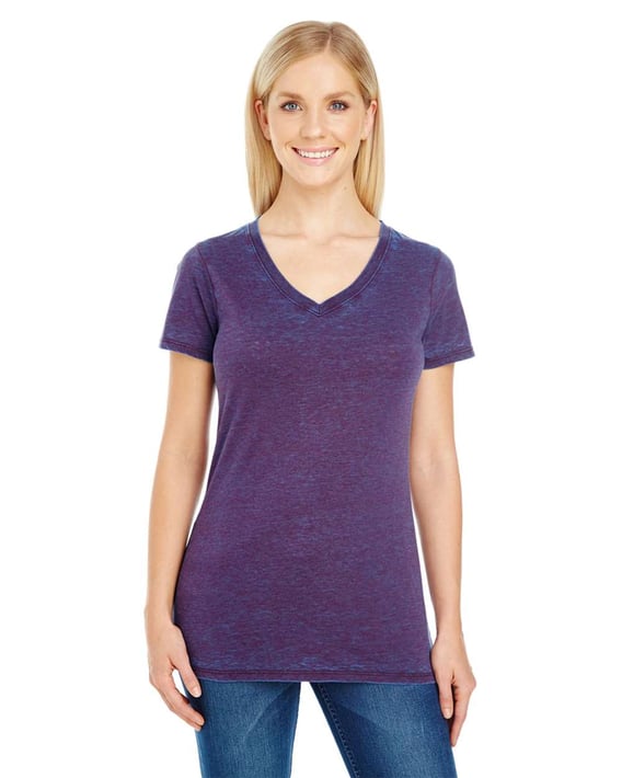 Front view of Women’s Cross Dye V-Neck T-Shirt