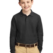 Front view of Youth Long Sleeve Silk Touch Polo