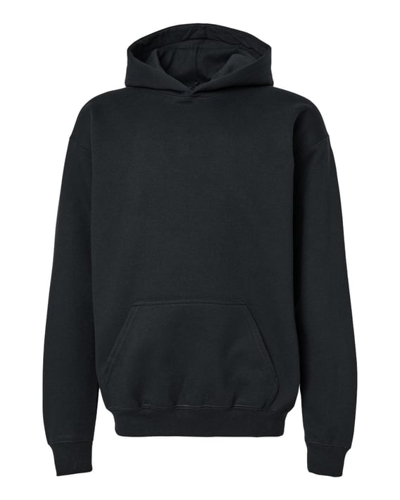 Front view of Softstyle® Youth Midweight Hooded Sweatshirt
