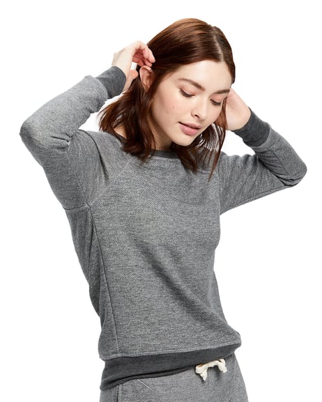 Front view of Ladies' French Terry Raglan Boat Neck