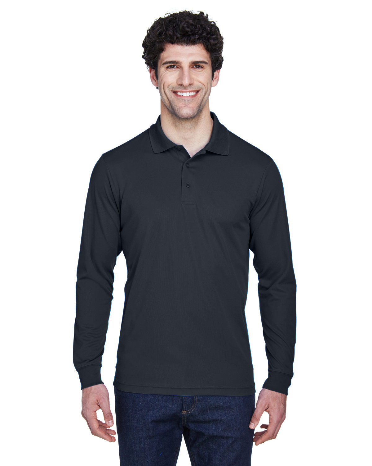 Front view of Men’s Tall Pinnacle Performance Long-Sleeve Piqué Polo