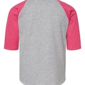 Back view of Youth Baseball Fine Jersey Three-Quarter Sleeve Tee