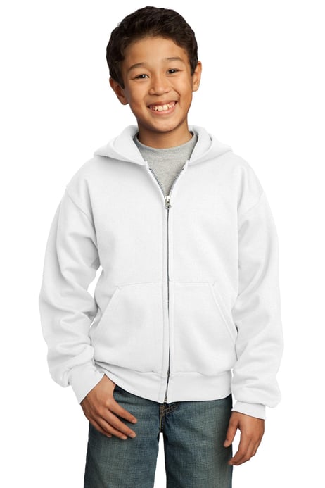 Front view of Youth Core Fleece Full-Zip Hooded Sweatshirt