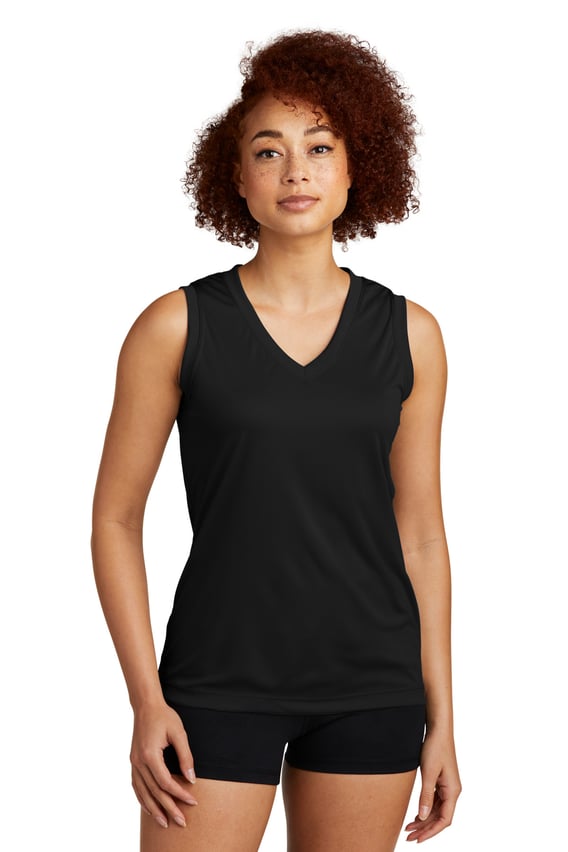 Front view of Ladies Sleeveless PosiCharge® Competitor V-Neck Tee