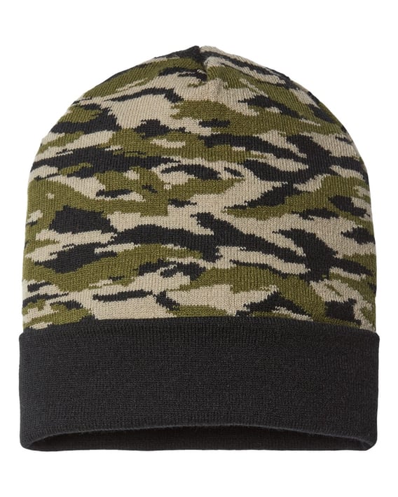 Front view of USA-Made Camo Cuffed Beanie