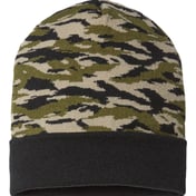 Front view of USA-Made Camo Cuffed Beanie
