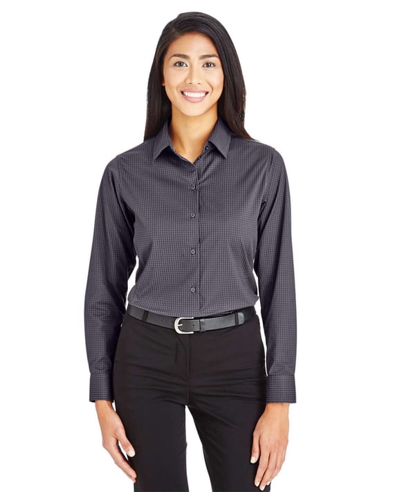 Front view of Women’s CrownLux Performance® Tonal Mini Check Woven Dress Shirt