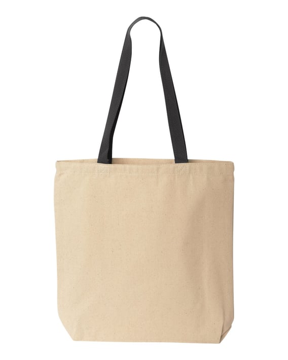 Front view of Natural Tote With Contrast-Color Handles