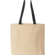 Front view of Natural Tote With Contrast-Color Handles