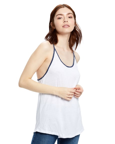 Front view of Ladies' Burnout Y-Back Ringer Tank