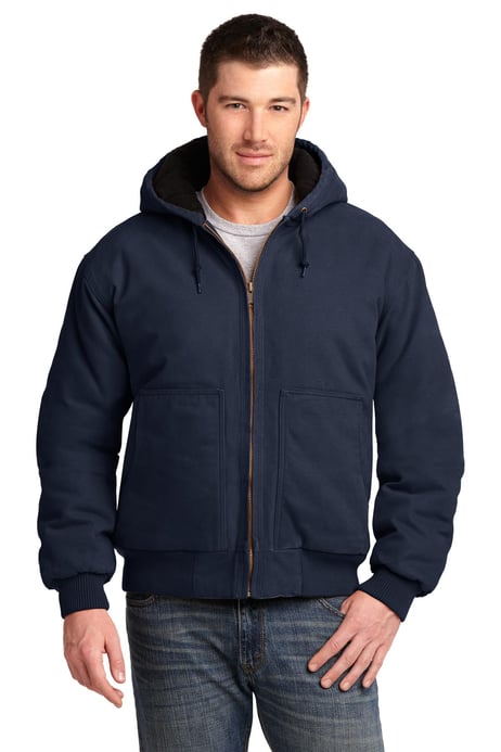 Front view of Washed Duck Cloth Insulated Hooded Work Jacket