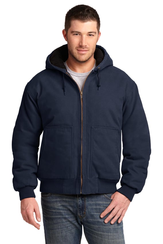 Front view of Washed Duck Cloth Insulated Hooded Work Jacket