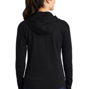 Back view of Ladies PosiCharge ® Tri-Blend Wicking Fleece Full-Zip Hooded Jacket