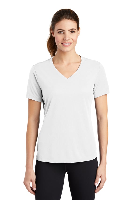 Front view of Women’s PosiCharge&reg; RacerMesh&reg; V-Neck Tee