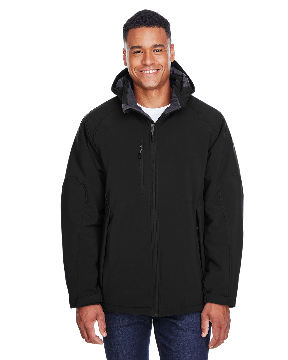 Front view of Men’s Glacier Insulated Three-Layer Fleece Bonded Soft Shell Jacket With Detachable Hood