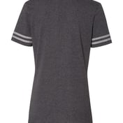 Back view of Women’s Varsity Triblend V-Neck T-Shirt