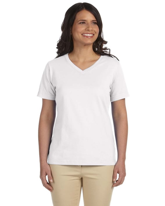 Front view of Ladies’ Premium Jersey V-Neck T-Shirt