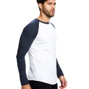 Side view of Men’s 4.3 Oz. Long-Sleeve Triblend Baseball Raglan