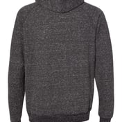 Back view of Snow Heather French Terry Raglan Hooded Sweatshirt