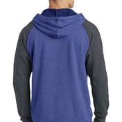 Back view of Young Mens Lightweight Fleece Raglan Hoodie