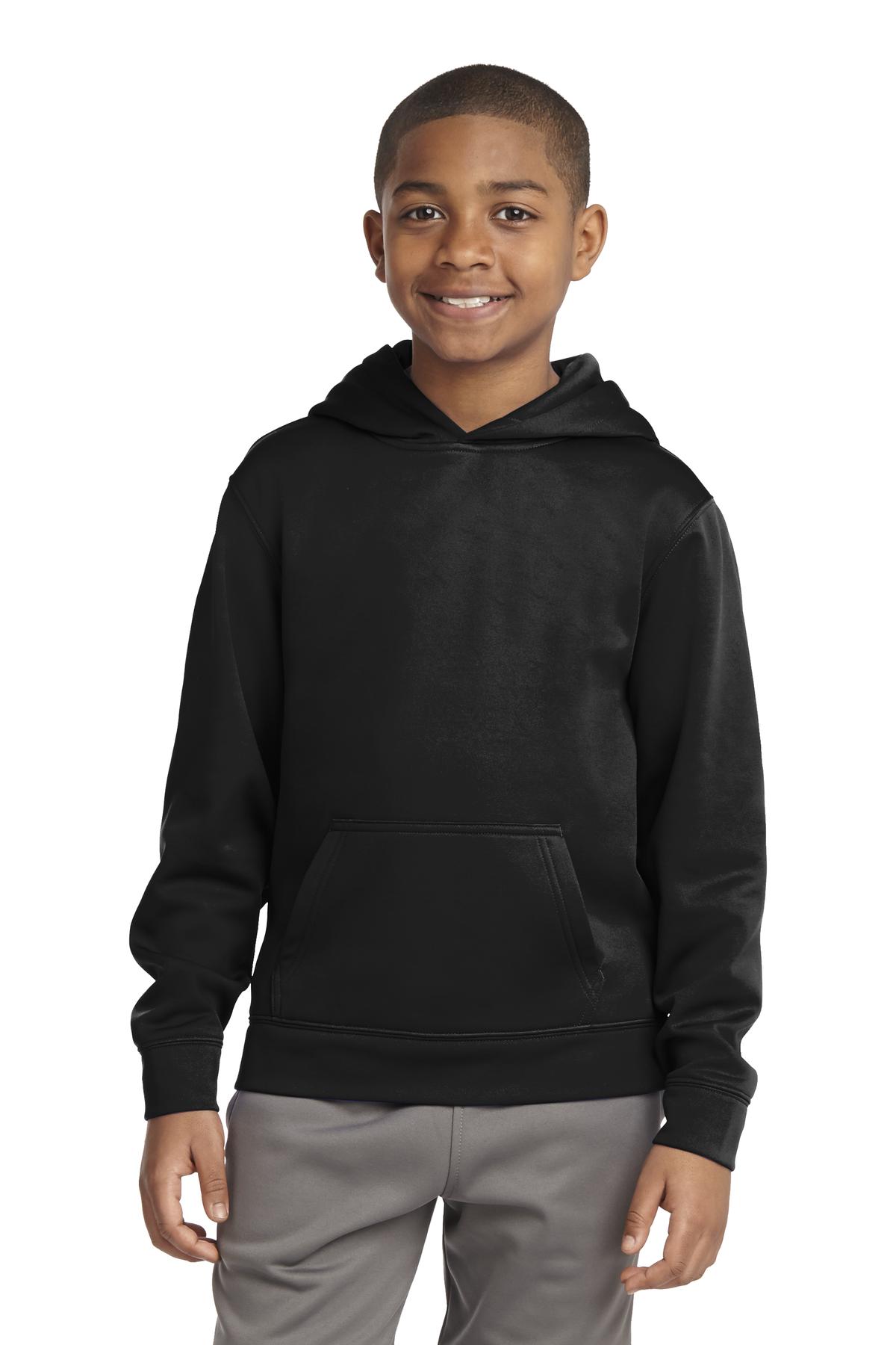 Front view of Youth Sport-Wick® Fleece Hooded Pullover