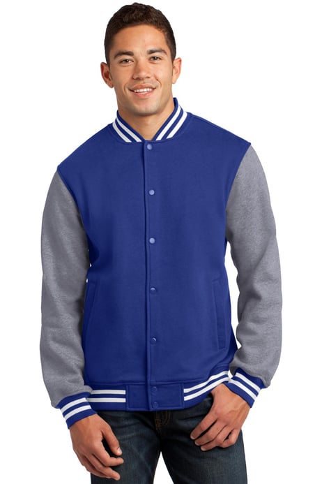 Front view of Fleece Letterman Jacket