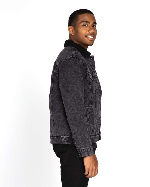 Side view of Sherpa-Lined Denim Jacket