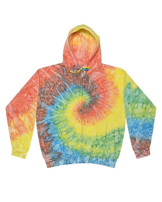 Front view of Adult Tie-Dyed Full-Zip Hooded Sweatshirt