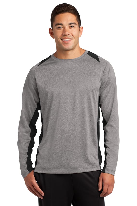 Front view of Long Sleeve Heather Colorblock Contender Tee