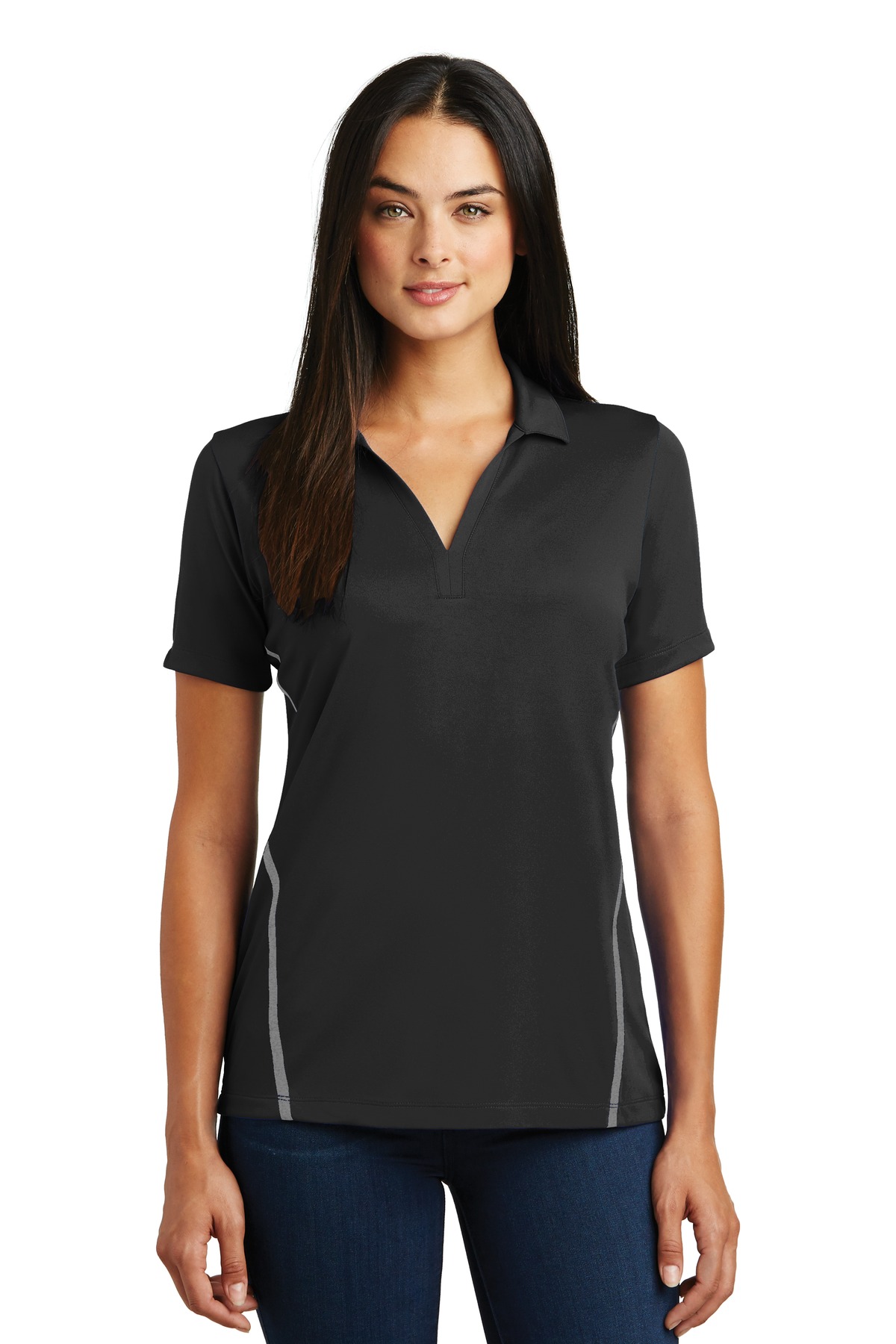 Front view of Ladies Contrast PosiCharge® Tough Polo®