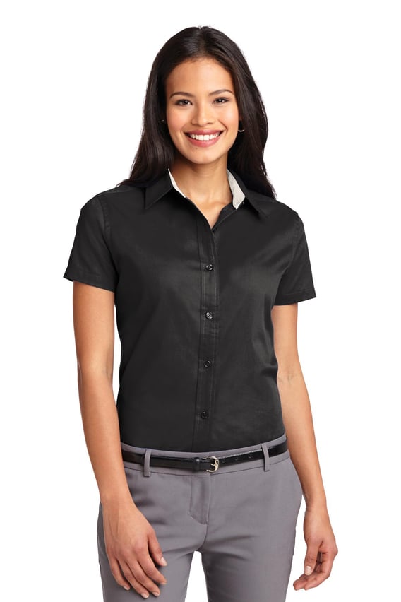 Front view of Ladies Short Sleeve Easy Care Shirt