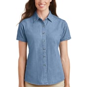 Front view of Ladies Short Sleeve Value Denim Shirt