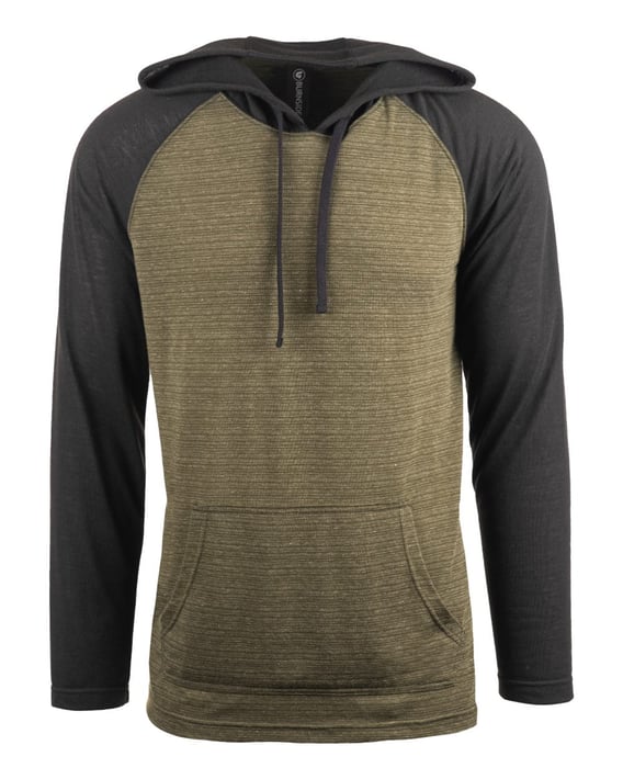Front view of Yarn-Dyed Hooded Raglan T-Shirt