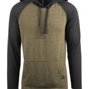 Front view of Yarn-Dyed Hooded Raglan T-Shirt