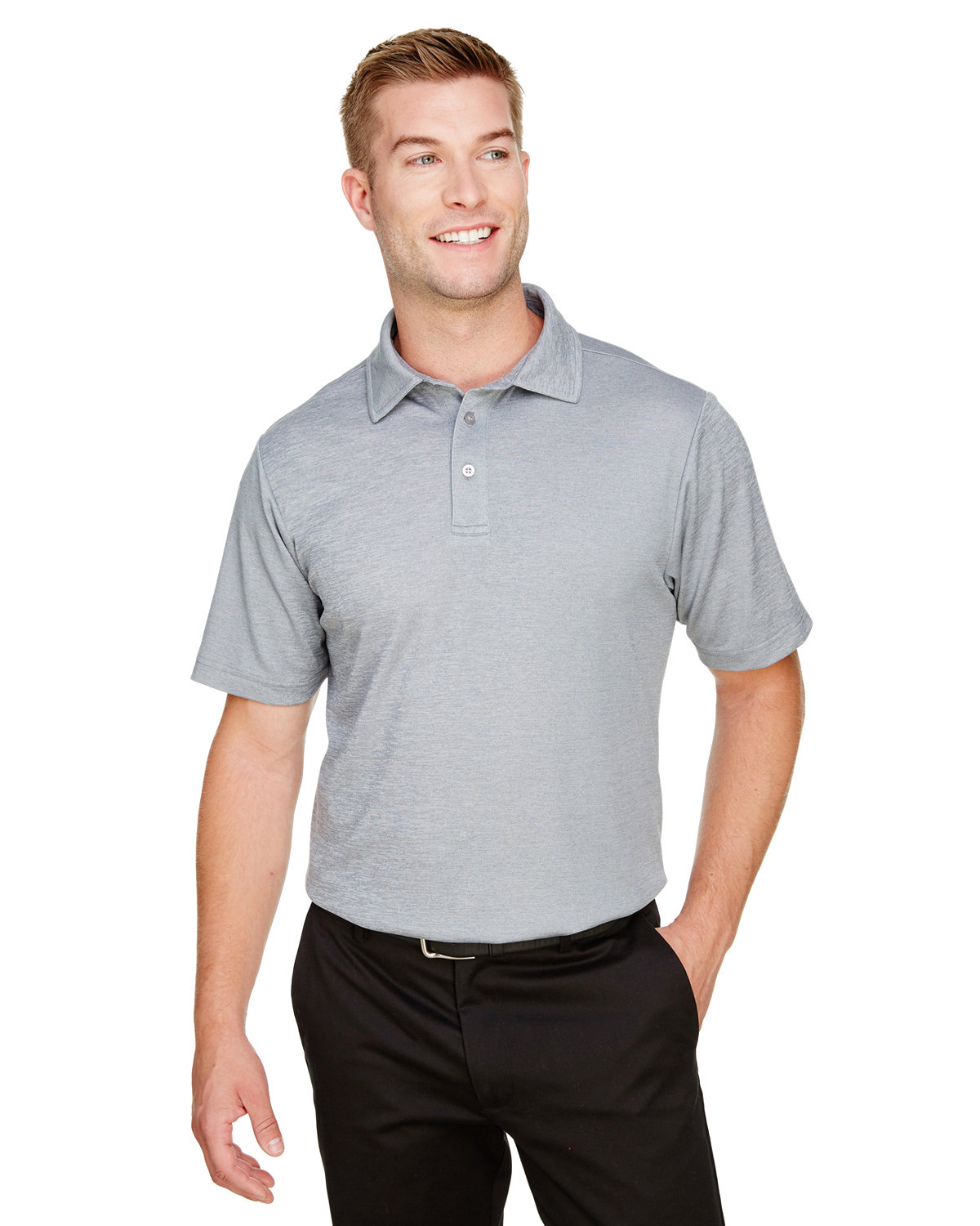 Front view of CrownLux Performance® Men’s Address Melange Polo