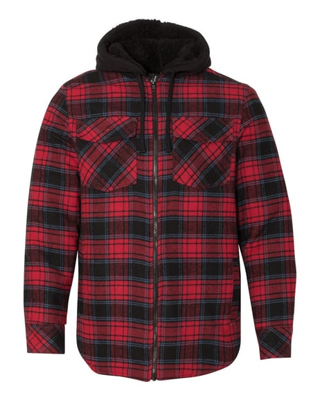 Front view of Quilted Flannel Hooded Jacket