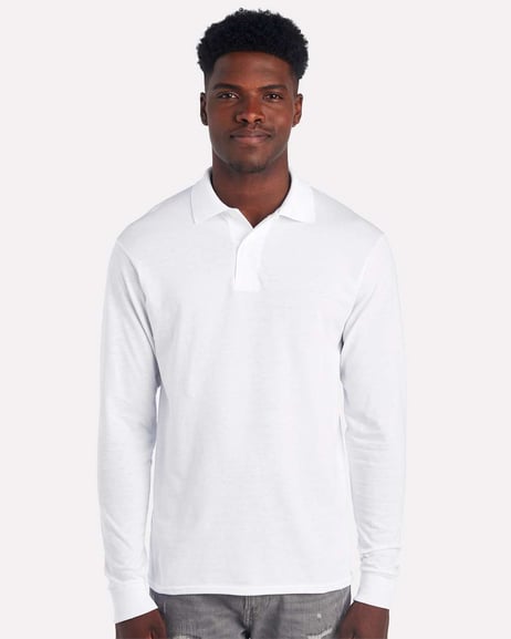 Front view of Dri-Power® Long Sleeve Polo