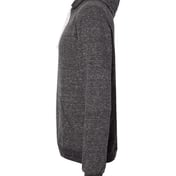 Side view of Snow Heather French Terry Raglan Hooded Sweatshirt
