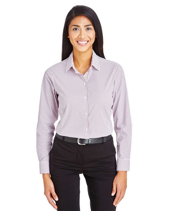 Front view of Women’s CrownLux Performance® Micro Windowpane Woven Dress Shirt