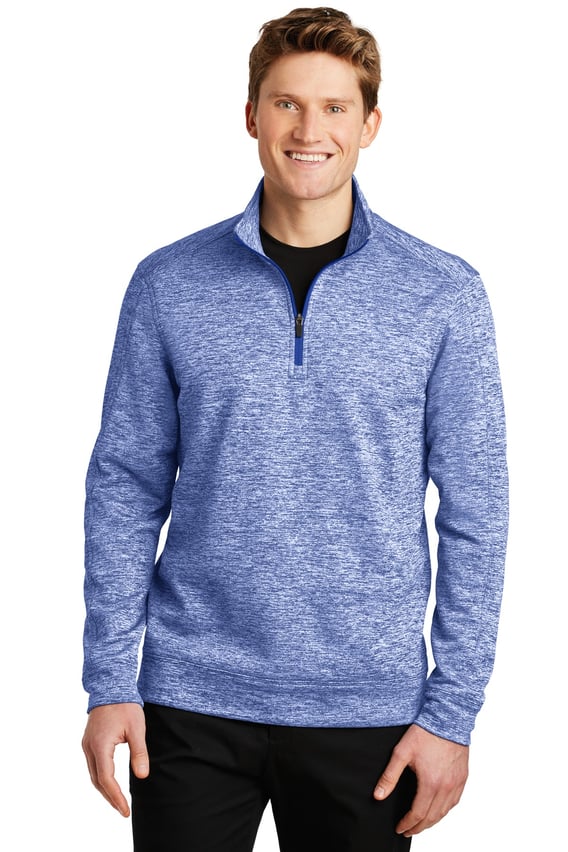 Front view of PosiCharge® Electric Heather Fleece 1/4-Zip Pullover