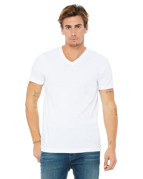 Frontview ofUnisex Jersey Short-Sleeve V-Neck T-Shirt