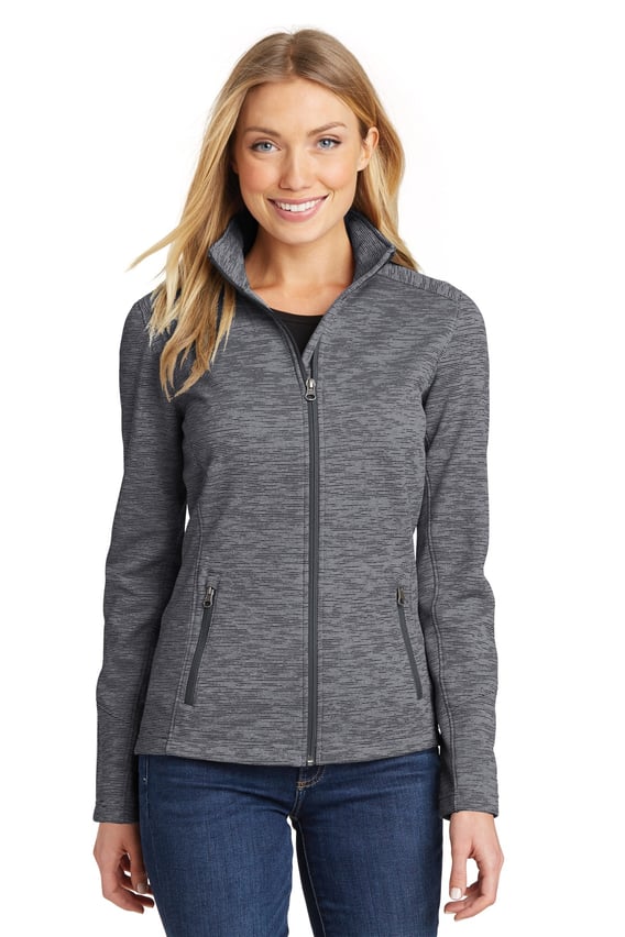 Front view of Ladies Digi Stripe Fleece Jacket