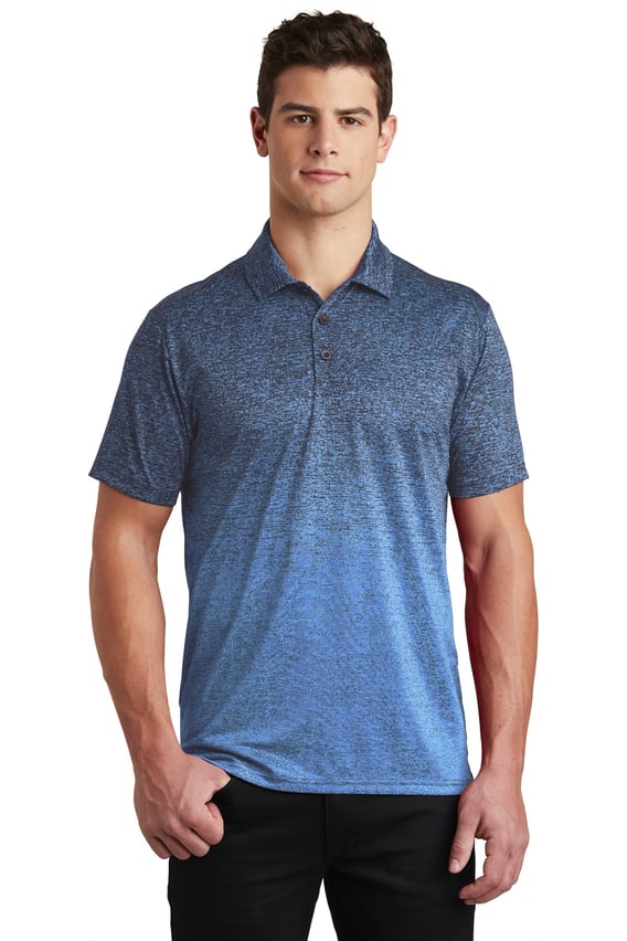 Front view of Ombre Heather Polo
