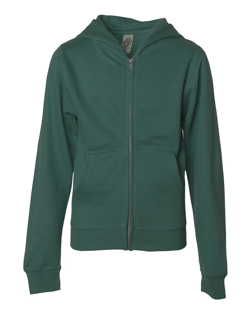 Front view of Youth Midweight Full-Zip Hooded Sweatshirt