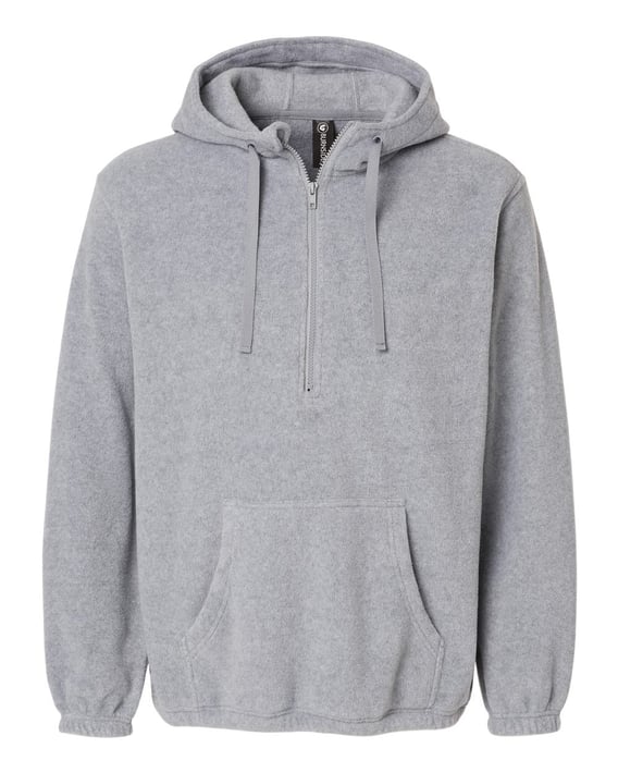 Front view of Polar Fleece Quarter-Zip Hooded Pullover