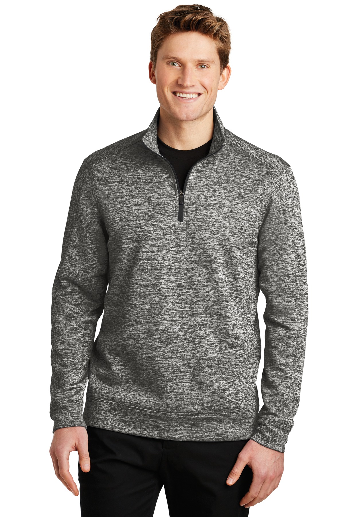 Front view of PosiCharge® Electric Heather Fleece 1/4-Zip Pullover